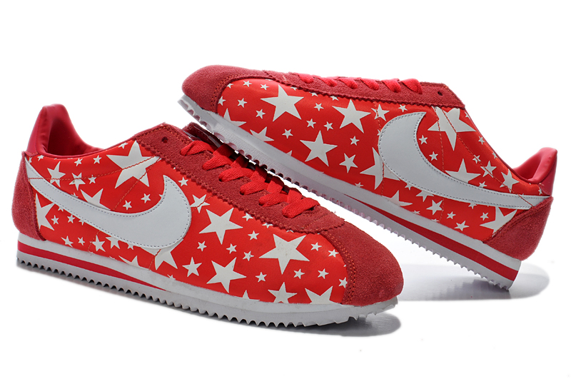 2014 Nike Cortez nouvelles chaussures etoiles lumineuses femmes rouges (3)